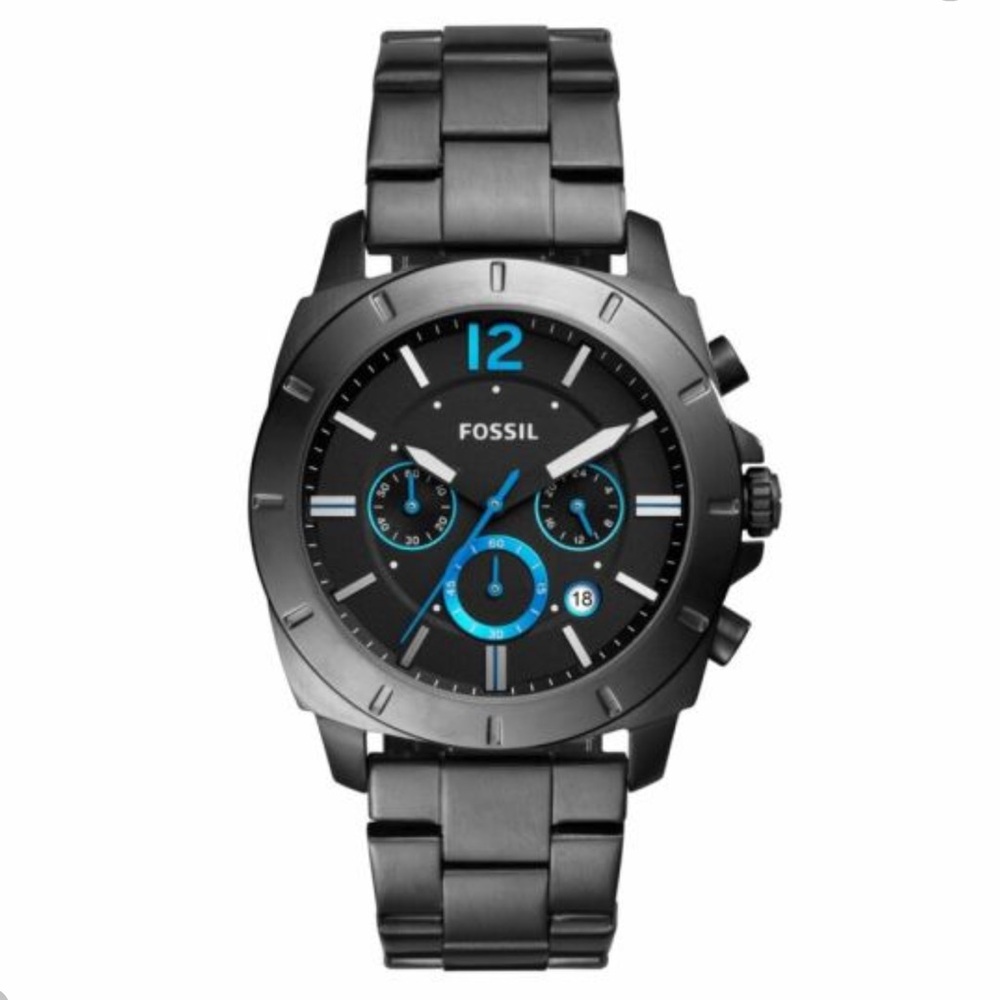 FOSSIL Chronograph Work Watch. Case back has inscription & minor scratches.